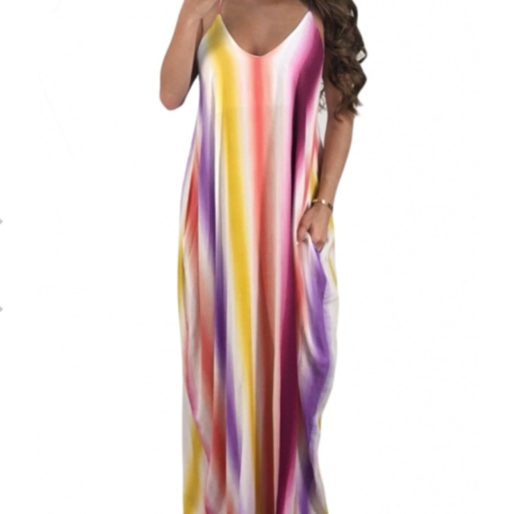 Tropical Burt V-Neck Boho Maxi Dress